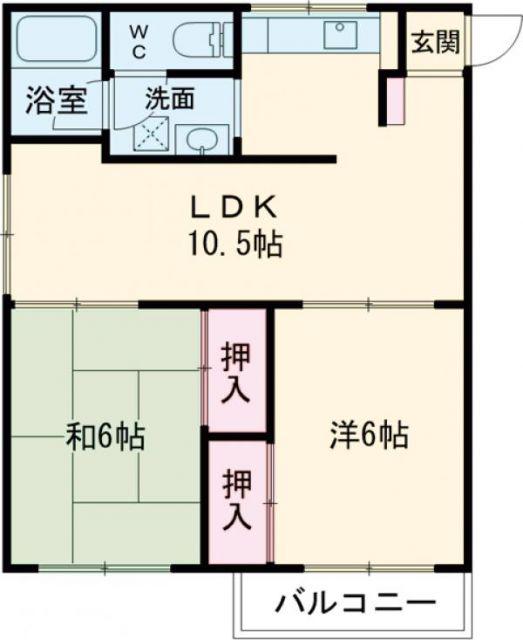 矢沢荘(2LDK/2階)の間取り写真