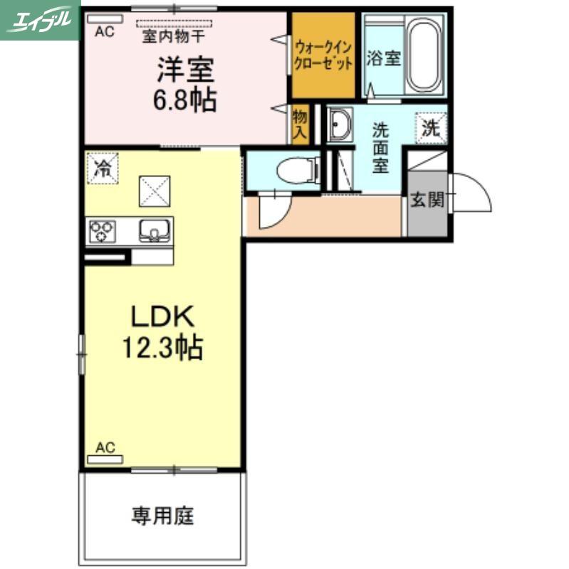 D-ROOM浜野南 A棟(1LDK/1階)の間取り写真