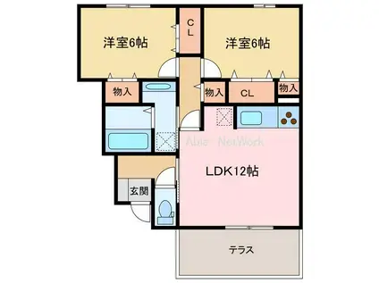 LILAC(2LDK/1階)の間取り写真