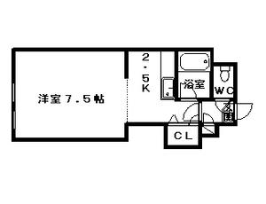 ジュオ山鼻(1K/3階)の間取り写真