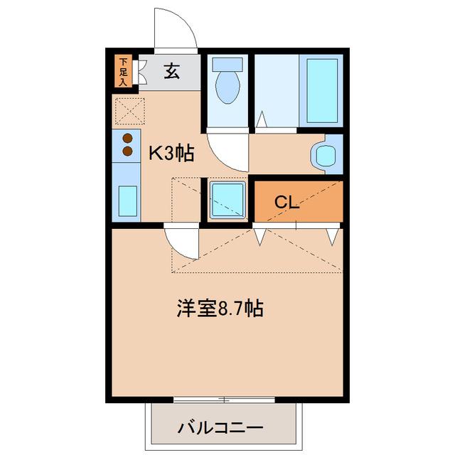 ツインフォレスト(1K/1階)の間取り写真