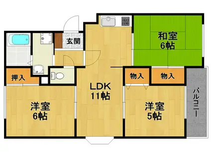 シャトー滝内(3LDK/1階)の間取り写真