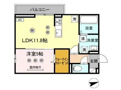 DーRESENAKJ(1LDK/1階)の間取り写真