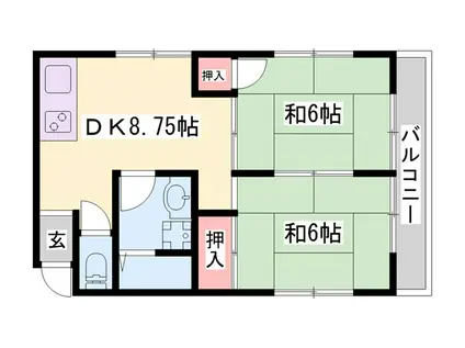 KOWA HEIGHTS(2DK/2階)の間取り写真
