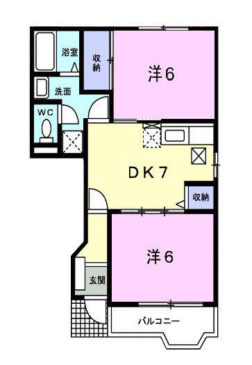 シュベリュール(2DK/1階)の間取り写真