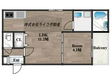 JINO TOMOI(1LDK/3階)の間取り写真
