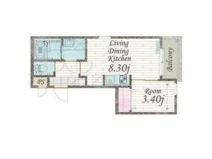 CHERIM 本陣十王町II ノース(1LDK/1階)の間取り写真