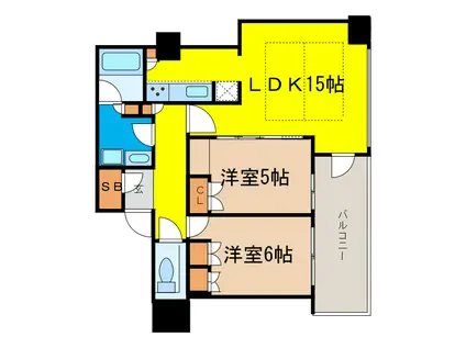 クラッシータワー淀屋橋(2LDK/20階)の間取り写真