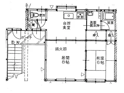 ハイムサンセット(2DK/2階)の間取り写真