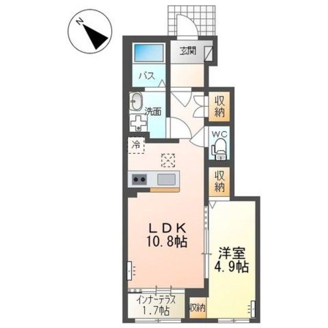 カヴァロ(1LDK/1階)の間取り写真
