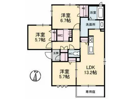 Mクオーレ(3LDK/1階)の間取り写真