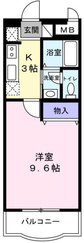 グリーンマンション雅B(1K/3階)の間取り写真