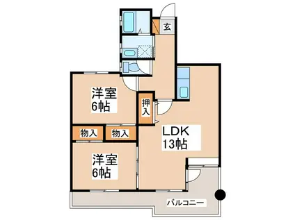 コンフォールパレス(2LDK/4階)の間取り写真