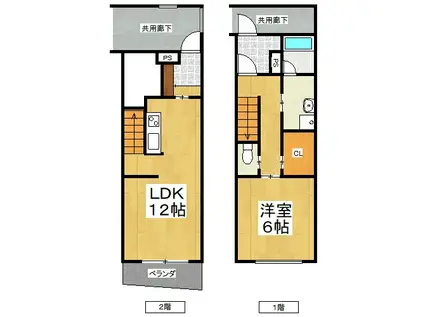 クレル瀬戸 N棟(1LDK/1階)の間取り写真