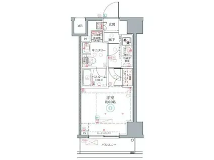 クレヴィスタ横浜関内II(1K/2階)の間取り写真