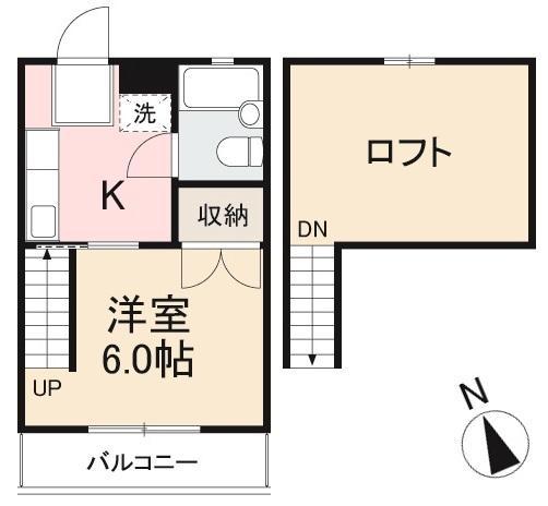 上原ハイツ(1K/3階)の間取り写真