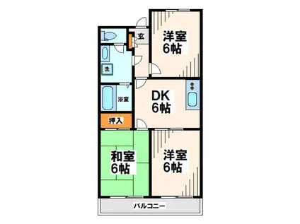 シャトルフルール(3DK/1階)の間取り写真