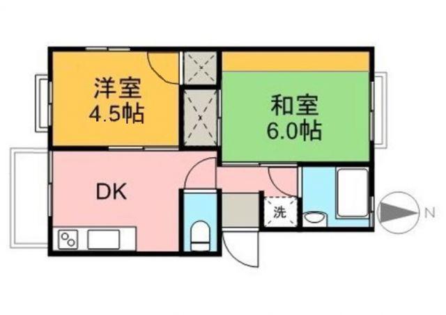 ベルデハイツ(2DK/2階)の間取り写真