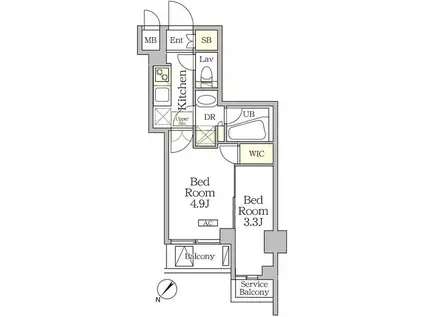 アジールコート池尻大橋(2K/4階)の間取り写真