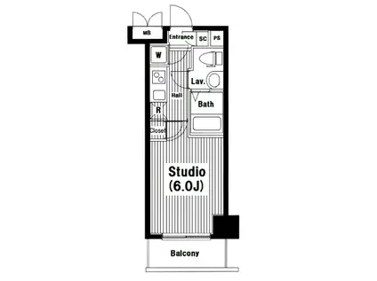 グランドガーラ南麻布(1K/6階)の間取り写真