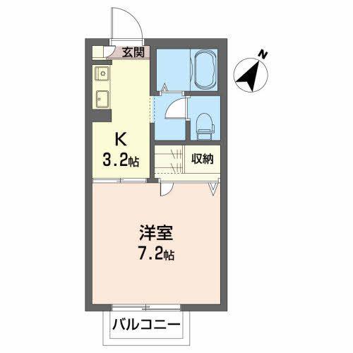 リトル・スクウェア8 A(1K/2階)の間取り写真