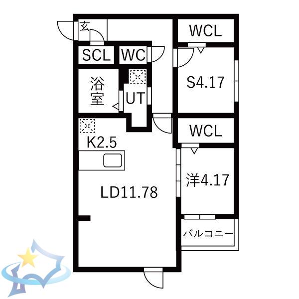 ガイアールS24(2LDK/3階)の間取り写真