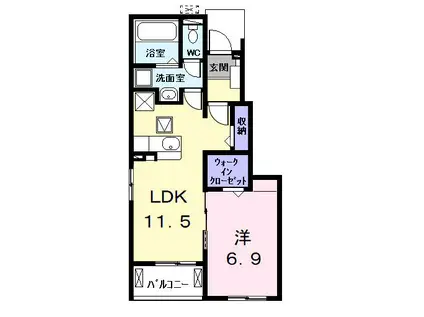 ヒカルサ名古屋港区大西II(1LDK/1階)の間取り写真