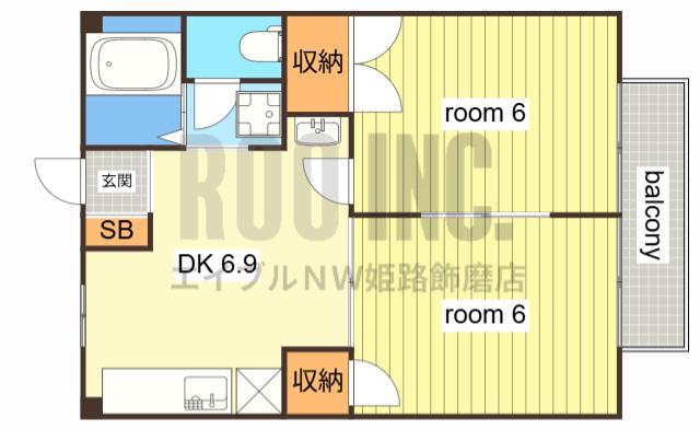 サンコート A棟(2DK/1階)の間取り写真