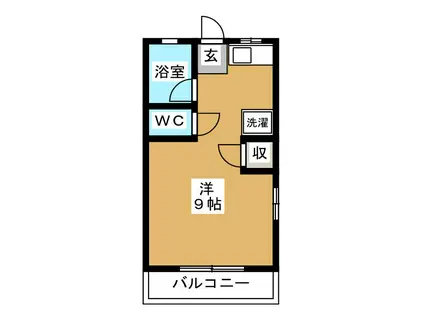 グリーンヒルC(ワンルーム/1階)の間取り写真