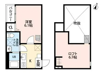 A・CORSO八本松(1K/1階)の間取り写真