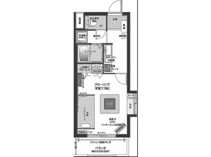 ラ・シャンブル・うえな(1K/1階)の間取り写真