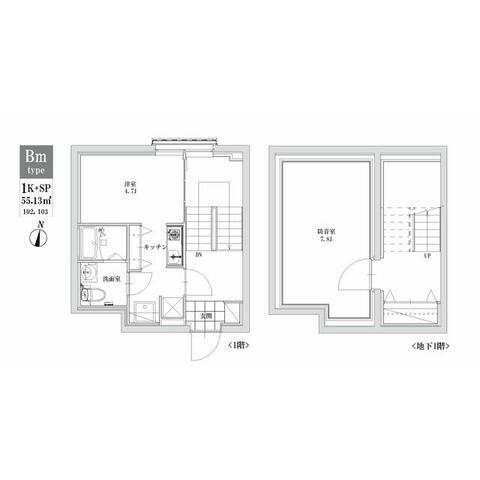 LEGALAND江古田(1SK/B1階)の間取り写真