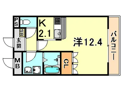 アプローズ(1K/2階)の間取り写真