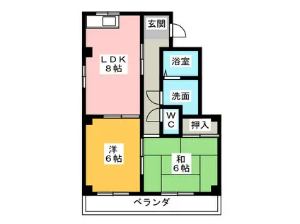 メゾン華(2LDK/1階)の間取り写真