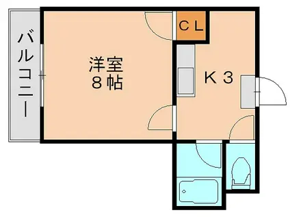 グリーン筥松(1K/3階)の間取り写真