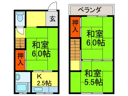 女郎花マンション(3K/1階)の間取り写真