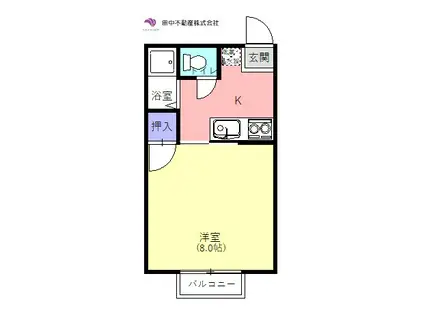 タウンハウス藤II(1K/1階)の間取り写真