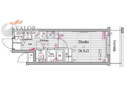 グランドガーラ横濱山下町(1K/3階)の間取り写真