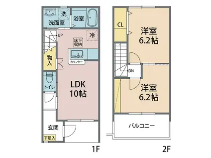 GREEN NOTE B棟(2LDK/1階)の間取り写真
