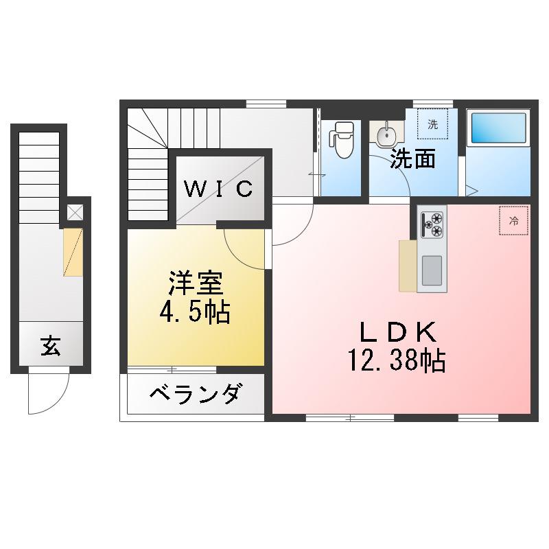 リーブルファイン小貝須(1LDK/2階)の間取り写真