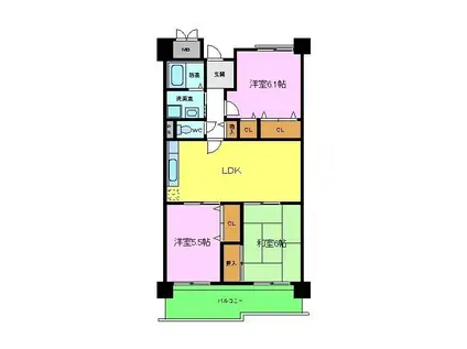 パンリーヴル(3LDK/5階)の間取り写真