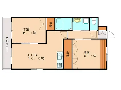 グローリアス幸神(2LDK/1階)の間取り写真