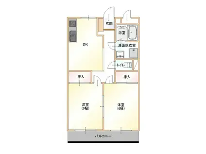 フェリオ昭和(2DK/1階)の間取り写真