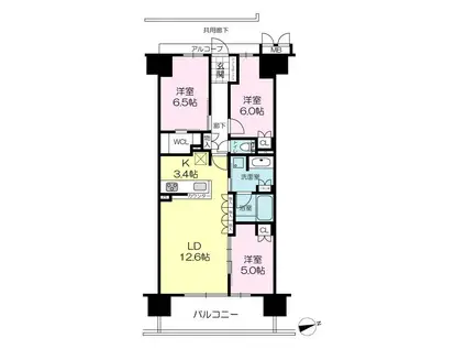 ローレルコート姫路大手前通(3SLDK/5階)の間取り写真