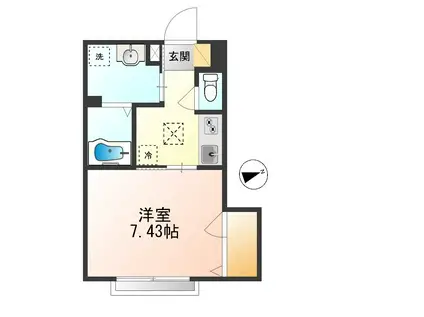 京王線 府中駅(東京) 徒歩7分 2階建 築8年(1K/1階)の間取り写真