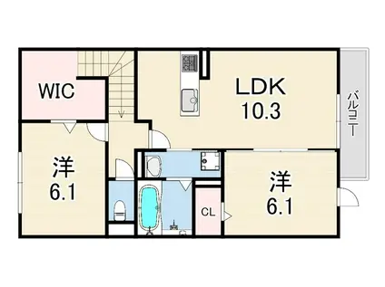 クローバー富士2号館(2LDK/2階)の間取り写真