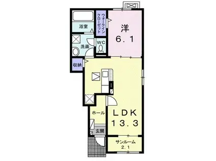 ベルエア木太A(1LDK/1階)の間取り写真