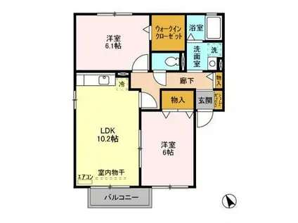 ラ・パストラルF・G(2LDK/2階)の間取り写真