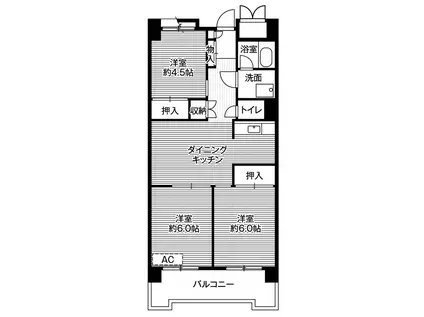 ビレッジハウス品川八潮タワー 1号棟(3DK/3階)の間取り写真