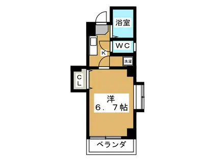 グリーンハイムII(1K/4階)の間取り写真